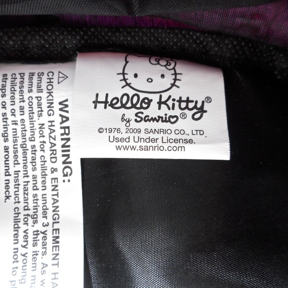 Hello Kitty Sanrio Light Pink Black Backpack Hearts Stars School Embroidered - Picture 14 of 14